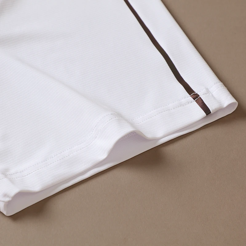 160 GSM 87% nylon 13% spandex Ice-like elasticity Quickdrying Metal snaps lightweight sport Secondary color t shirt for men polo