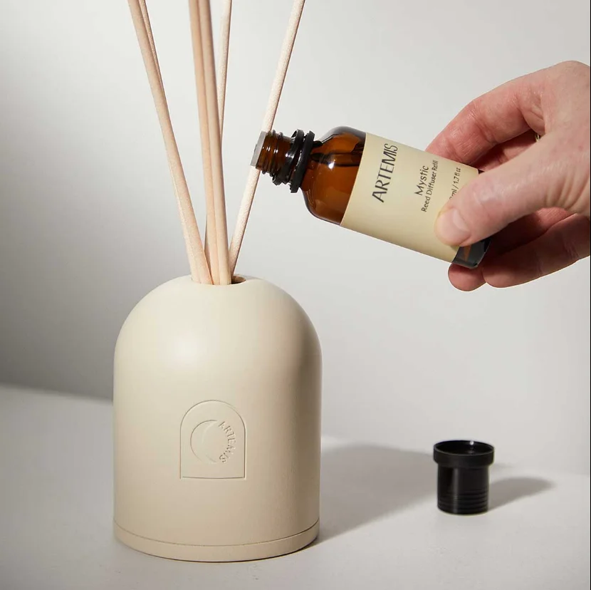 C&H 400ml Luxury Room Ceramic Reed Diffuser Bottle Ceramic Flower Fireless Matt White Perfume Aromatherapy Bottle