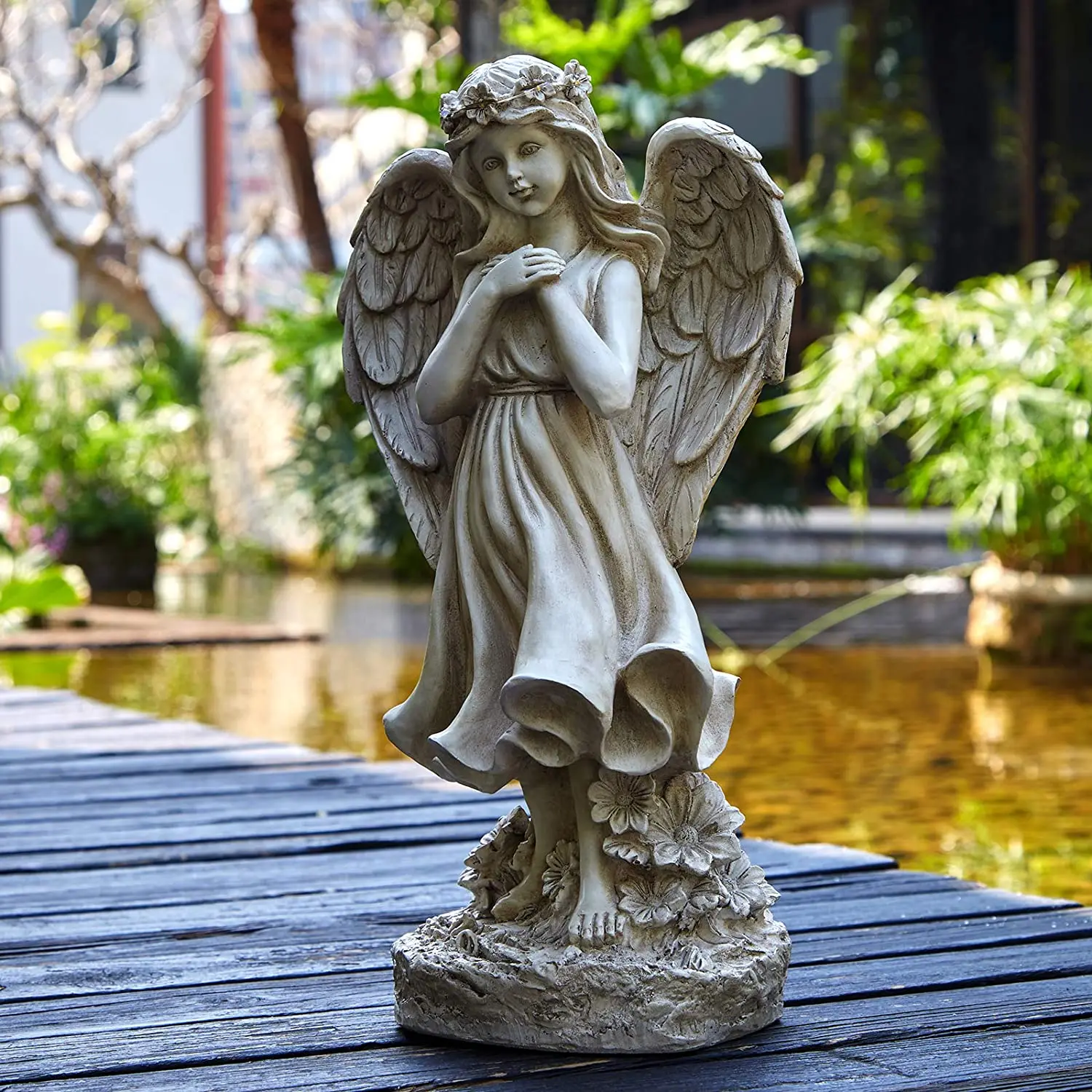  Light Up Angel Figurines and Statues Feature Battery with Powered Led Lights Timer Polyresin for