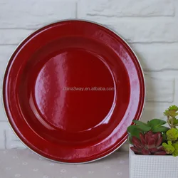 Unbreakable Tableware Sets Metal Enamel Steel Plate Dishes For Food Round Enamel Metal Plate