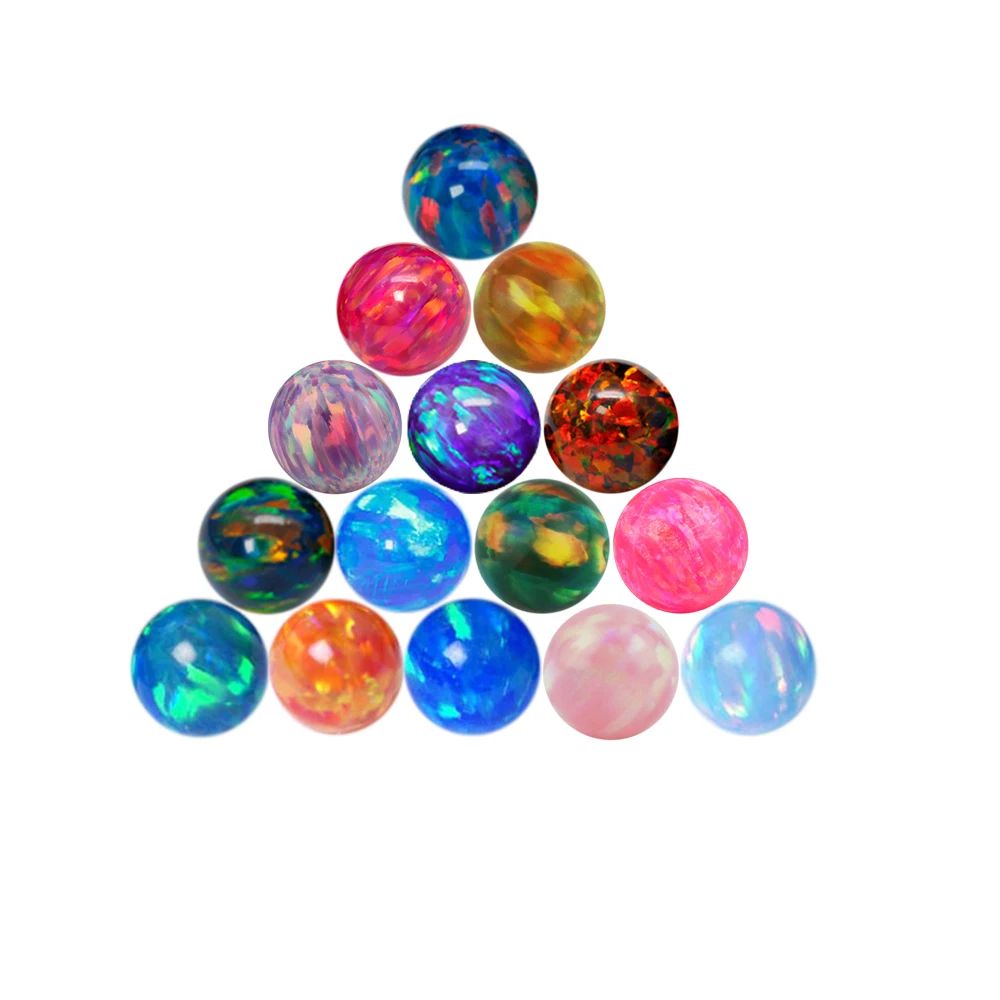 Zhengyong Jewelry Opal Stone Beads Ball Shape Full Hole/Half Hole/No Hole  Synthetic Opal Beads