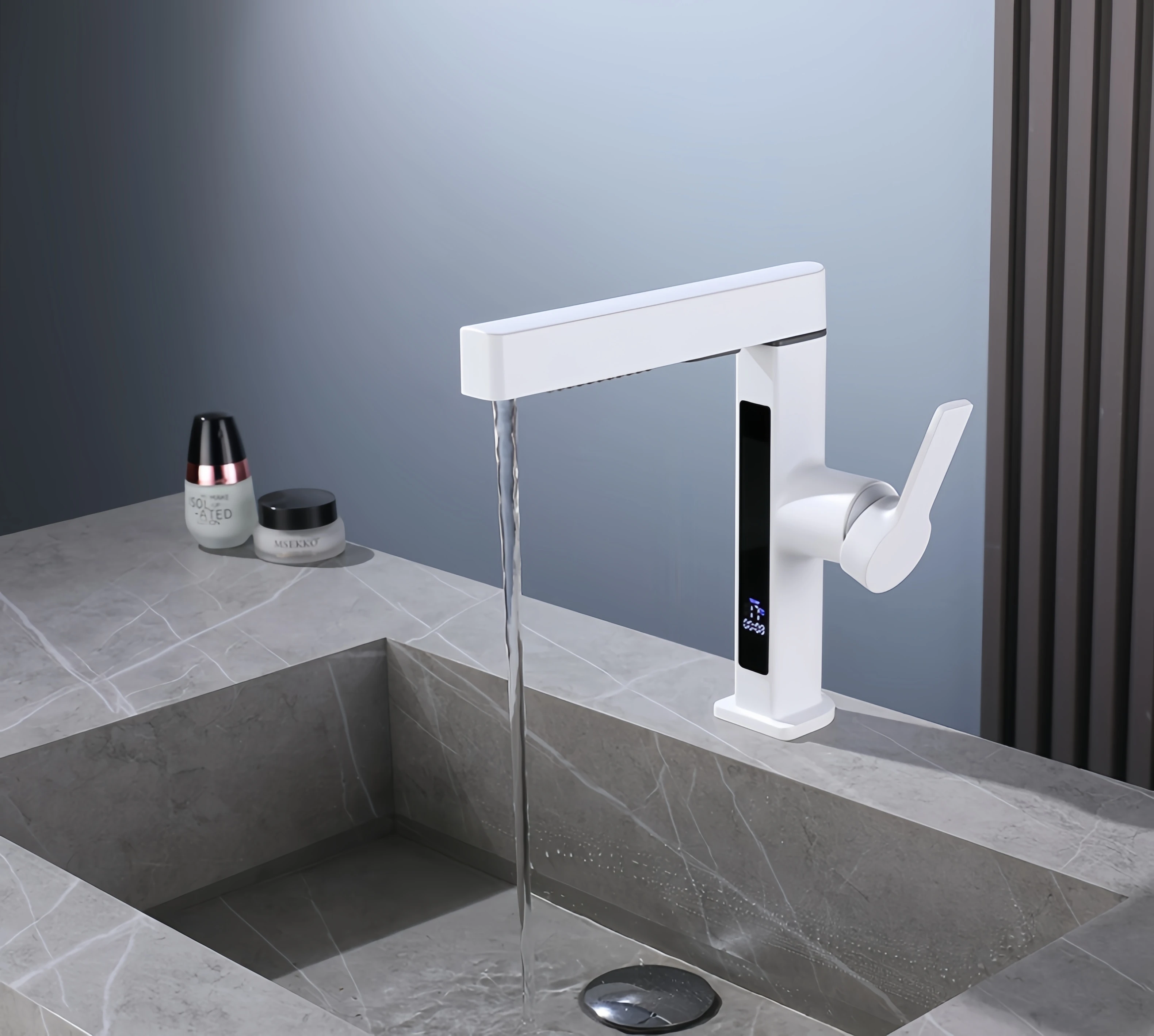 Intelligent Digital Display Faucet Household Washbasin Rotating Handle Adjustable Temperature Display Cold And Hot Faucet