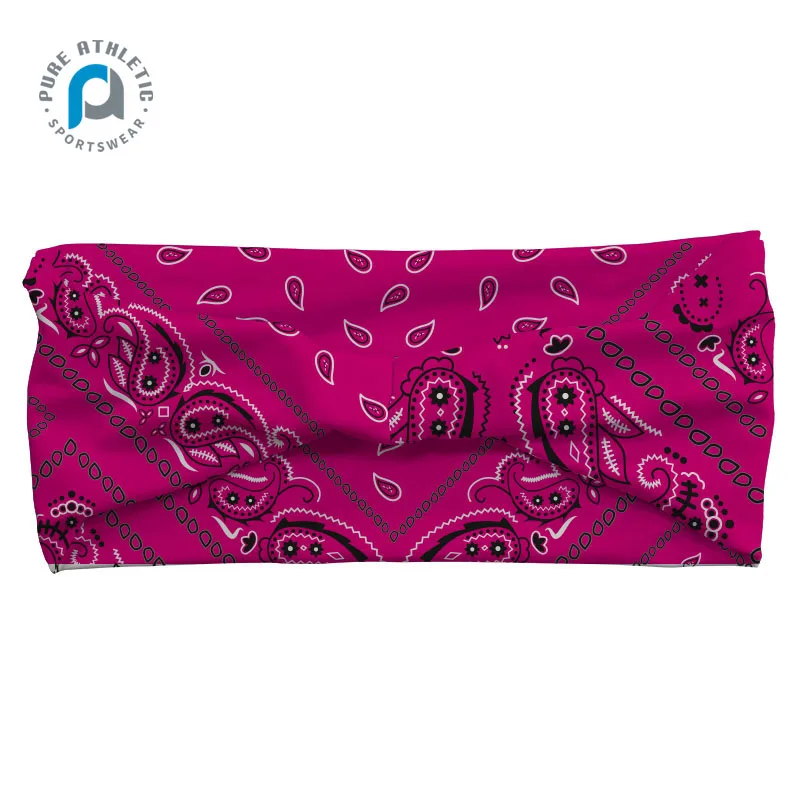 PURE Sublimation Printed Paisley headband Customized Logo Design Workout Run Fitness Sweatband Elastic Sports Headband Men Women