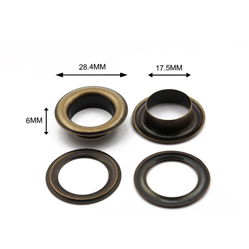 Grommet supplier 28.4mm outer diameter eyelets antique brass metal ring eyelet for leather handbags