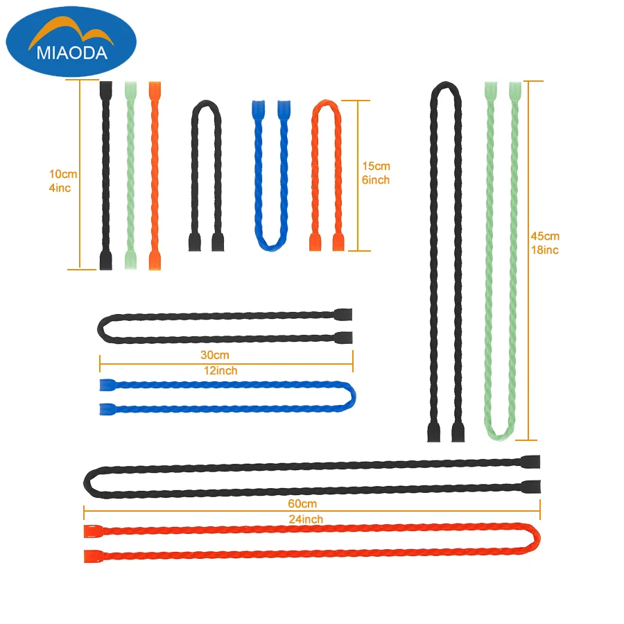 Original Reusable Silicone Twist Ties for Cord Organizer, 4in, 6in,12in,18in, 24in, 12 Packs, Reusable Zip Ties for Electronics