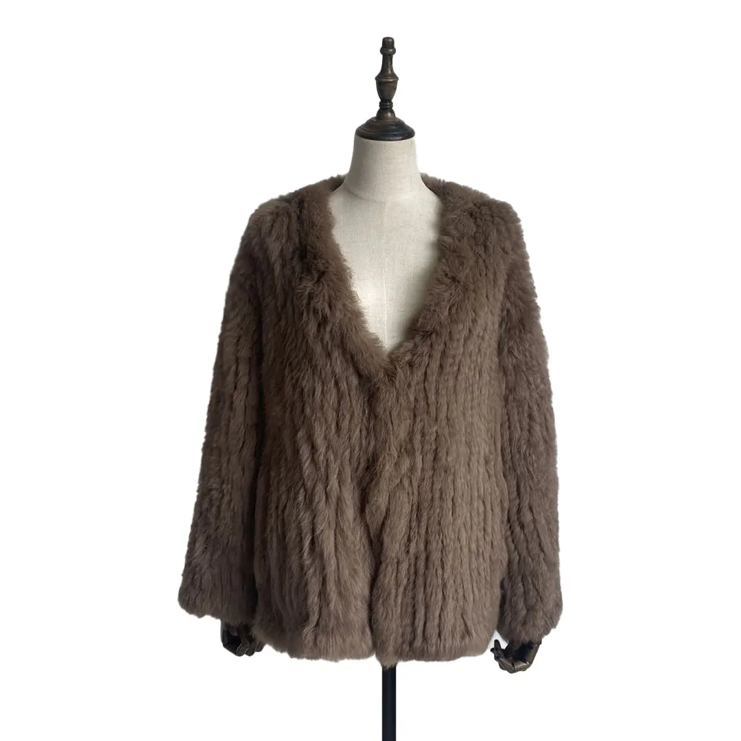 
Korean style women clothes Hand knitted rabbit fur jacket women fur jacket winter jacket coats 