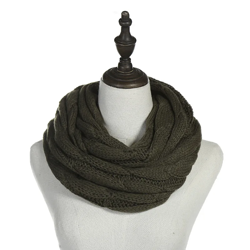 Women winter Knitted Snood Scarf Winter Infinity Scarves Neck Circle Cable Warm Soft Ring