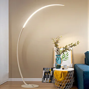Nordic Arc Shape Floor Lamp Modern Led Dimmable Remote Control Standing Light For Living Room Bedroom Study Decor Lighting