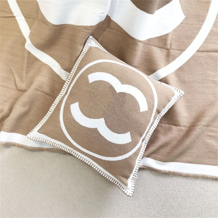 2024 blanket  home sofa  soft and warm letter shawl office air-conditioned cashmere dual C blanket