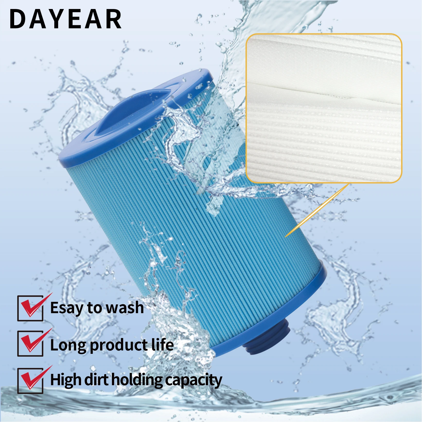 Best-selling blue replacement PWW50 6CH-940 hot spring filter swimming For Swimming pool filter cartridge spring spa filters