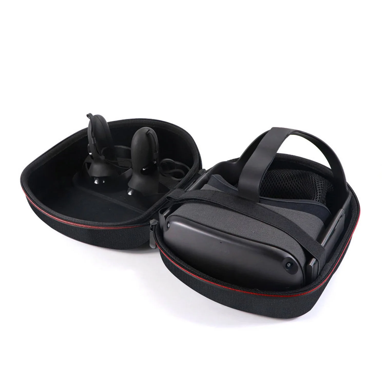 Hard travel case for Quest 2 virtual reality gaming headset and controller, gray