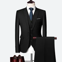 Jacket + Pant + Vest Latest Men Suit Men Business Slim Suits Sets Wedding Dress Three-piece Suit Blazers Coat Trousers Waistcoat