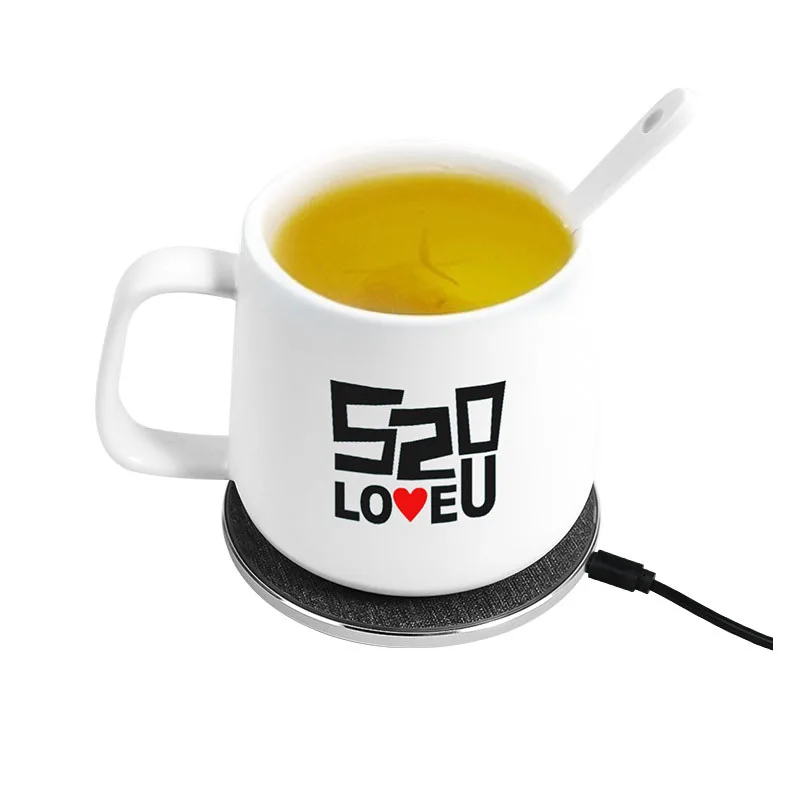 2024 Temperature Auto Heater Coffee Mug Warmer 2 In 1 Ceramic Heating Cup Pad With Smart Phone Wireless Charger For Office