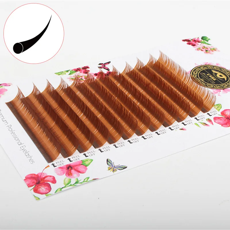 professional color lash extension matte black dark brown lash 3d bulk colored eyelash