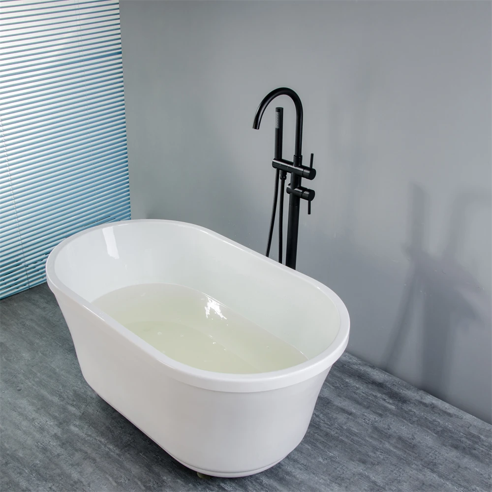 Aqua Gallery Bathroom Faucet Hot Cold Water Faucet Matt Black Finish Brass Floor Stand Bathtub Faucet