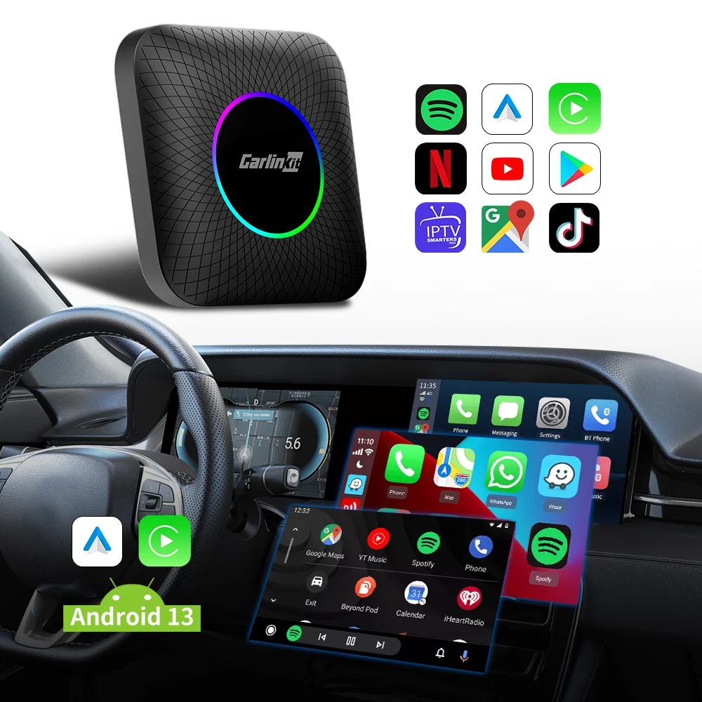 Карлинкит 8 г + 128 ГБ Android 13 система carplay android автомобильный портативный беспроводной Youtobe Netflix игровой бокс