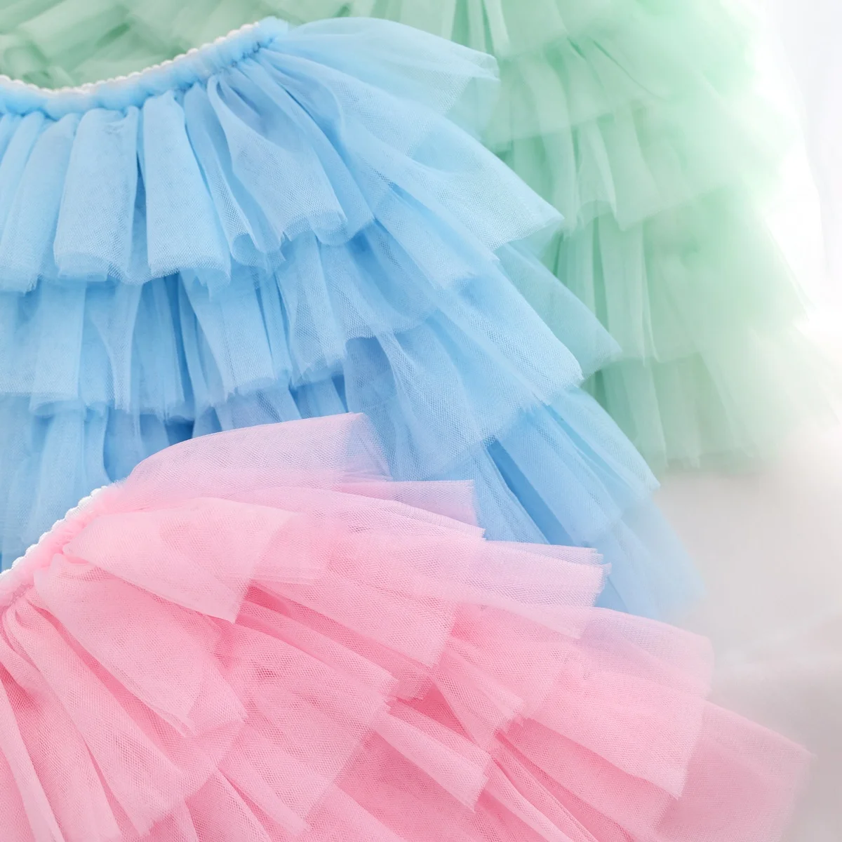 Kids Rainbow Tutu Tiered Ruffle Skirt Lining Cotton Kids Tulle Pleated Skirts for Girls Layered Tutu Toddler Girl Tutu Skirt