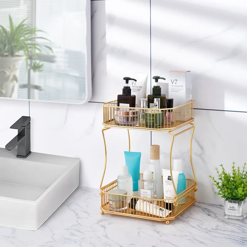 2 Tier Fruit Basket Metal Wire Vegetable Storage Baskets for Kitchen Countertop Fruits Bread Snack Food Storage Containers