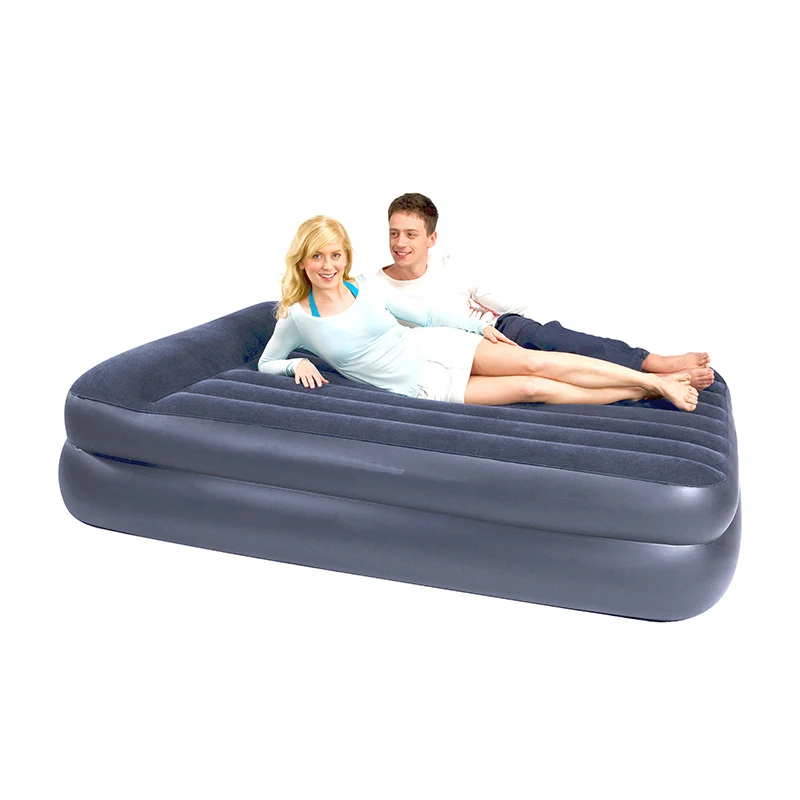 heavy duty inflatable deluxe queen size airbed mattress inflatable raised air bed indoor inflatable flocking foldable double bed