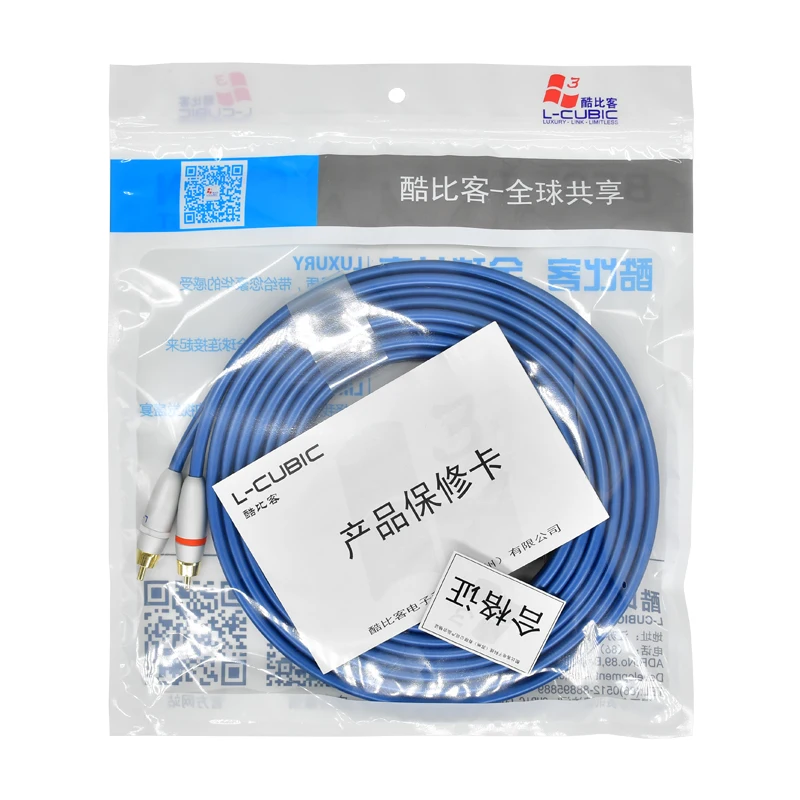 Wholesale customization Blue stereo audio hifi audio subwoofer rca cable high end