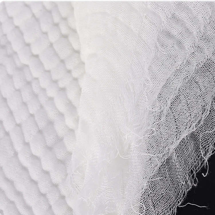 High quality custom 6 layers crinkle baby muslin eco-friendly organic 100% cotton diaper fabric wholesale