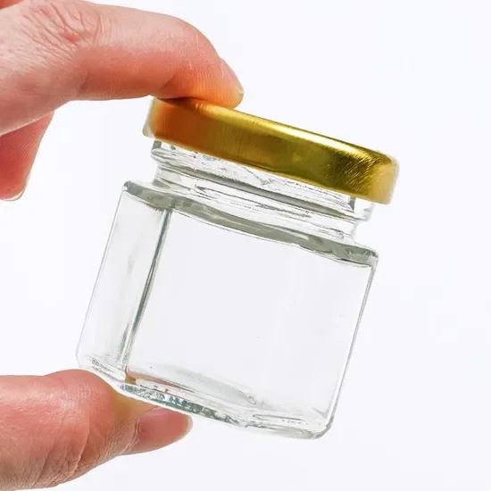 shanghai factory direct 1.5 oz Clear Glass Hexagon Jars for honey jam food