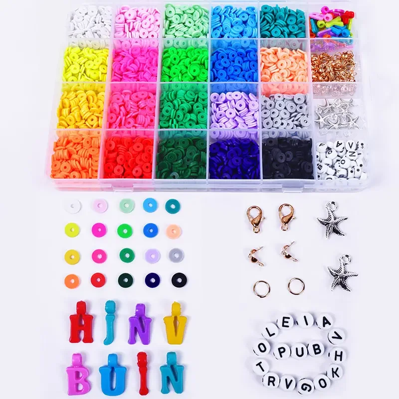 Good Quality Soft Clay Beads Bracelets 6mm Polymer Clay Flat Round Beads Craft Accessories For Diy Jewelry Making