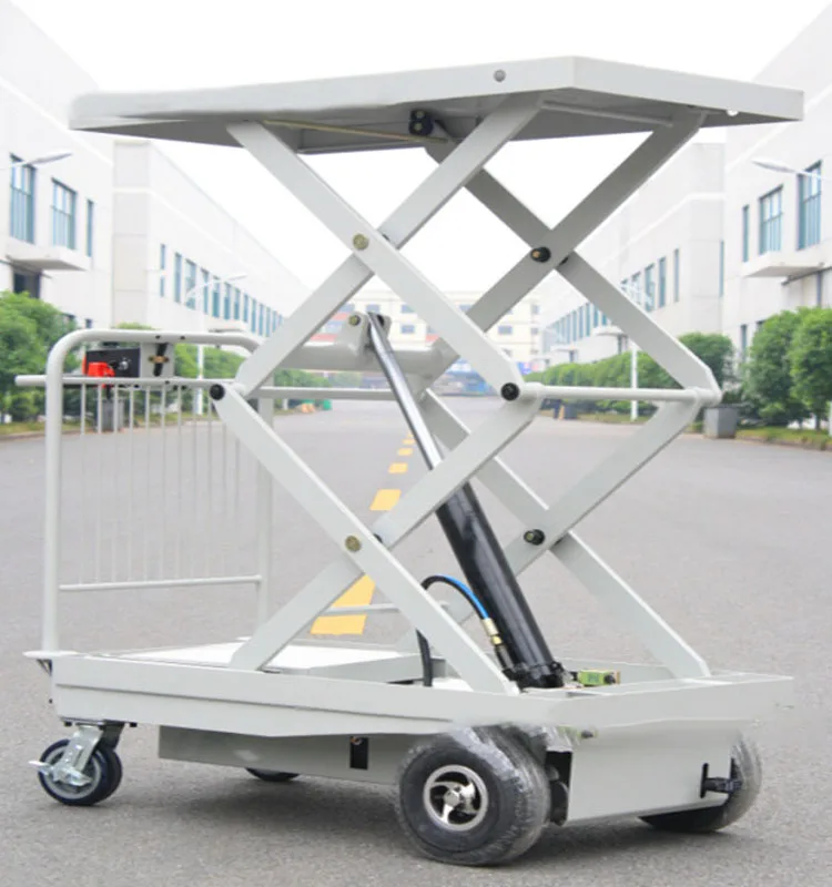 mingfeng warehouse industrial power trolley cart full automatic lift flatbed utility cart