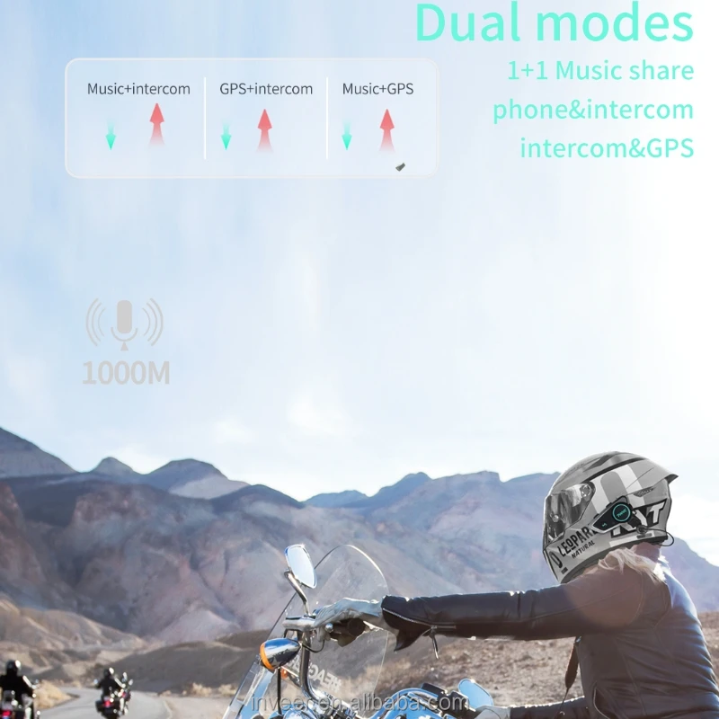 inveer new  over 1000 meters duplex intercom and  IPX67 water-proof and hands free motorcycle helmet  intercom  headset X5