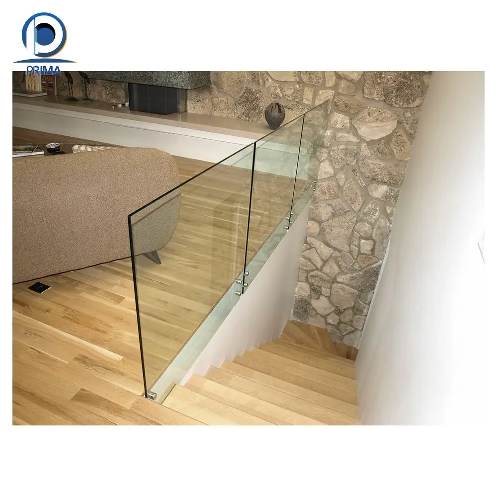 Prima tempered laminated glass stair railing spigot outdoor glass railings stainless steel design glass railings