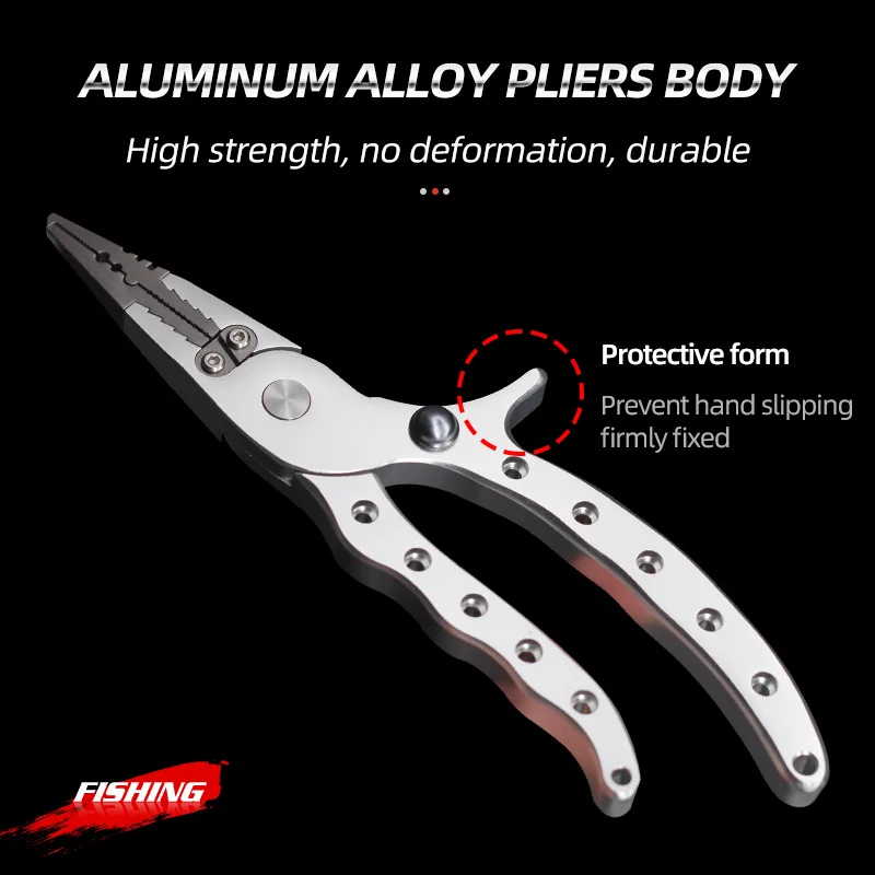 Aluminium Alloy Fishing Pliers with Locks Saltwater Hook Remover Braid Line Cutting Split Ring Pliers Fishing Tackle