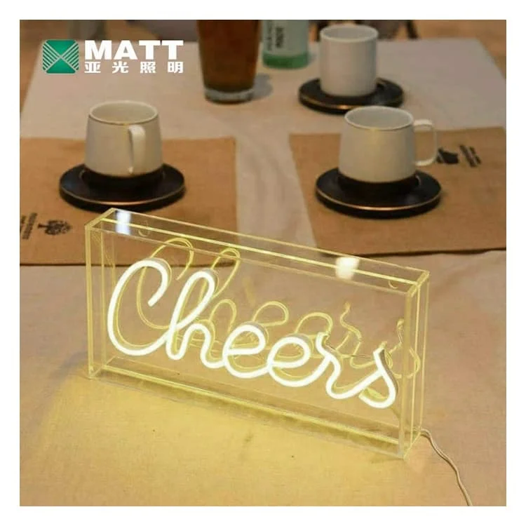 Матовая фабрика, Прямая поставка, коробка для спальни, знаки, Свадебный декор, буквы на заказ, светодиодная акриловая неоновая коробка, неоновая вывеска