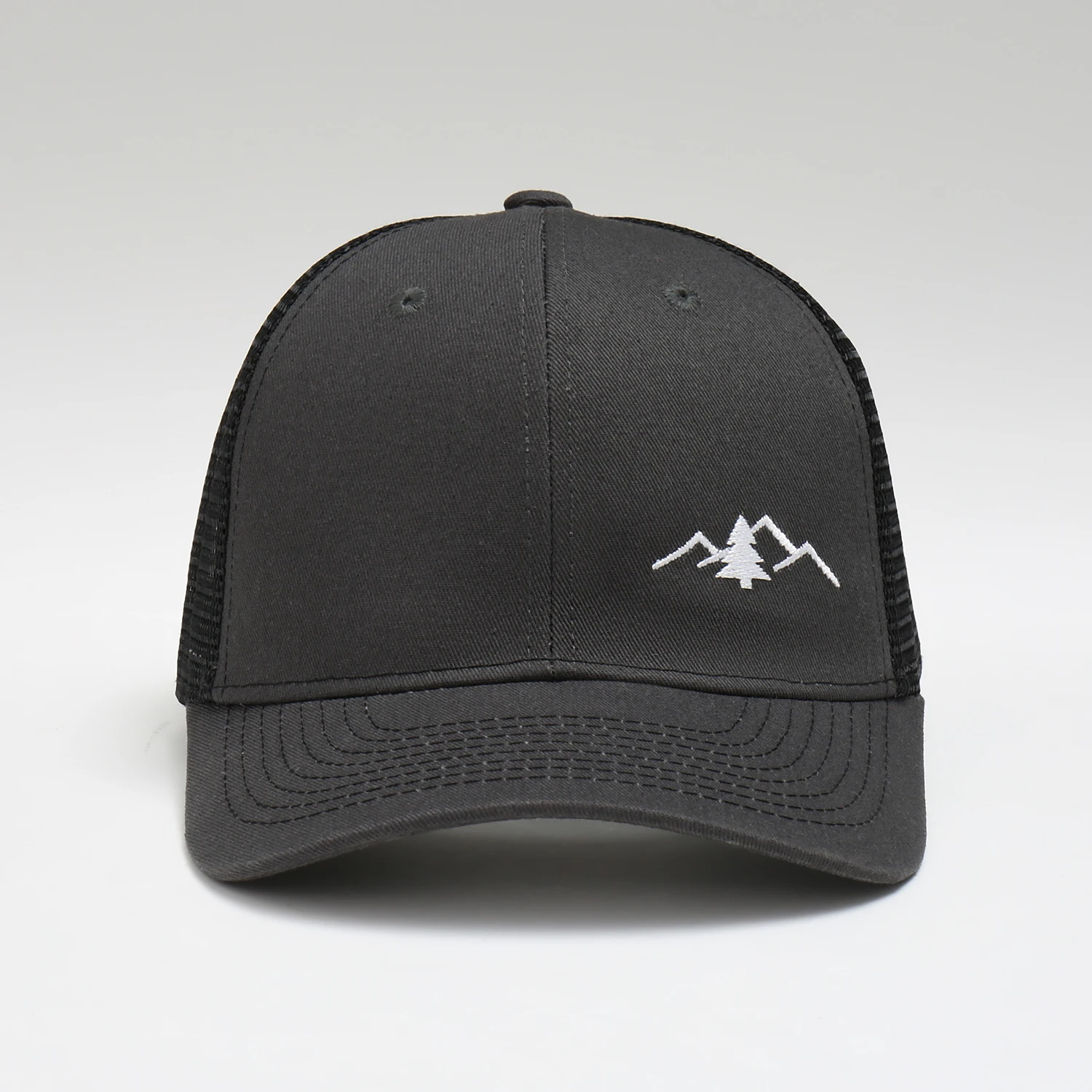 Custom Wholesale Mesh Cap Outdoor Activities Mountain Embroidery Baseball Cap Black Mesh Breathable Trucker Caps for Men