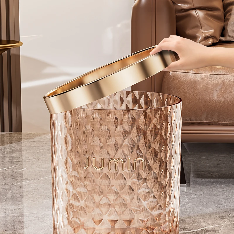 Household High Appearance Level Water Corrugated Trash Can Large Capacity Dustbin for Living Room Bathroom Kitchen