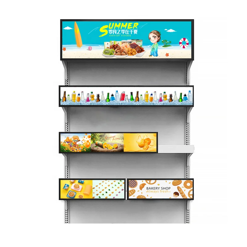 Супермаркет смарт-экран планшет ЖК-модуль Digital Signage рекламный плеер экран растянутый бар ЖК-дисплей полки