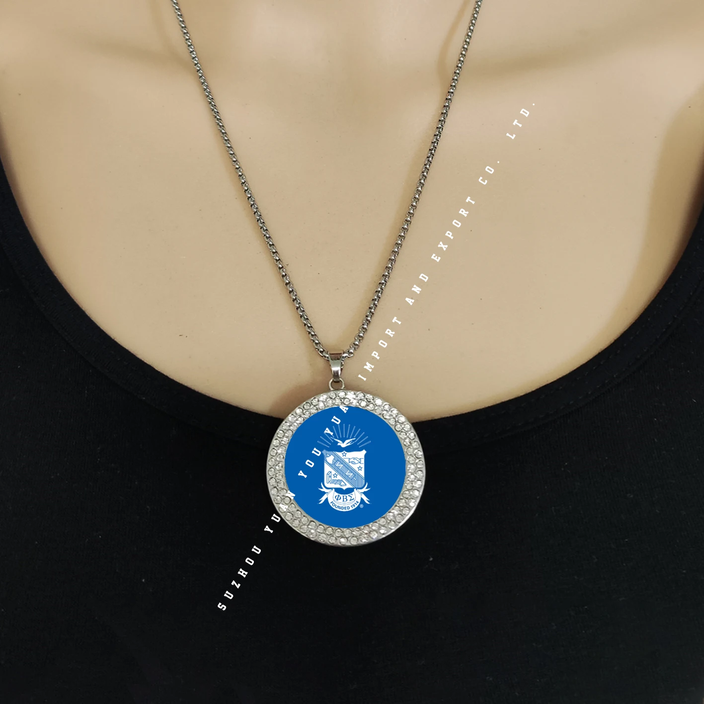 2 Sizes New Arrival (45+5)cm Stainless Steel Phi Beta Sigma Crest Logo  Necklace