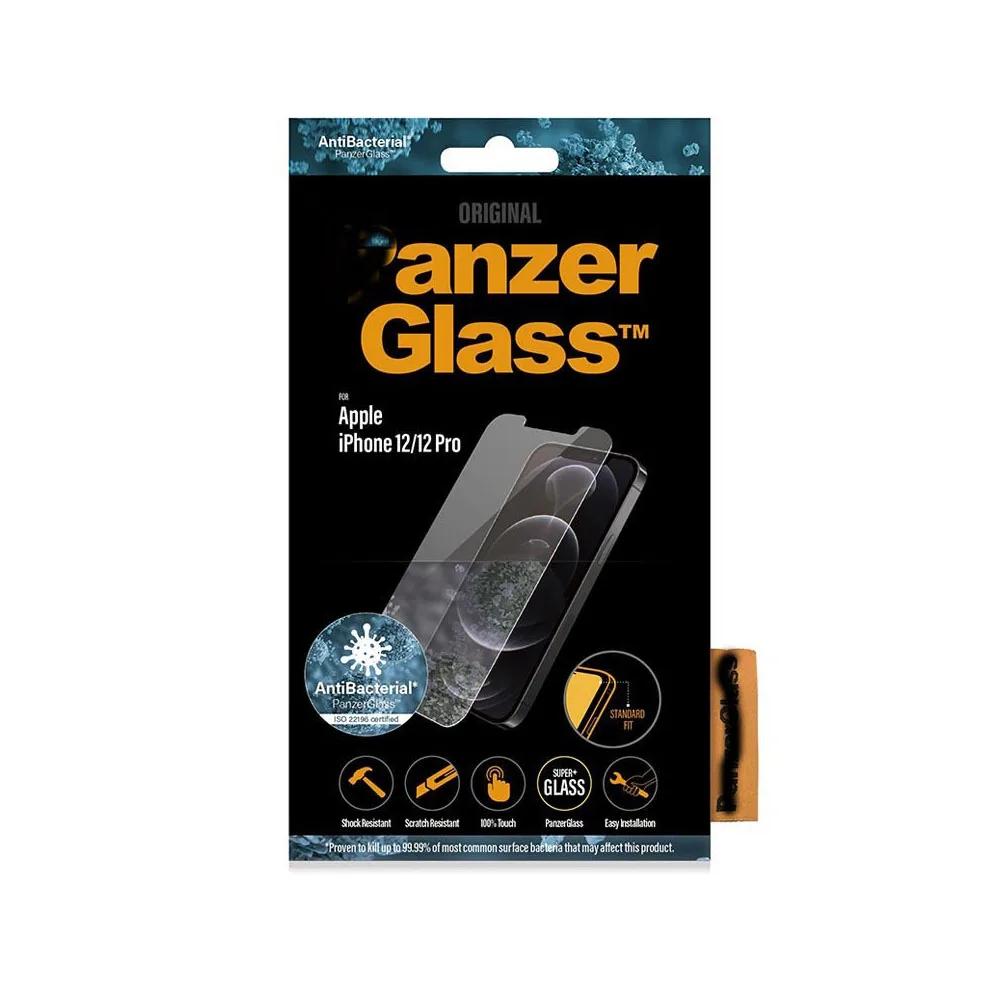Антибактериальный протектор экрана из закаленного стекла-прозрачный для PANZERGLASS IPHONE 12/12 PRO