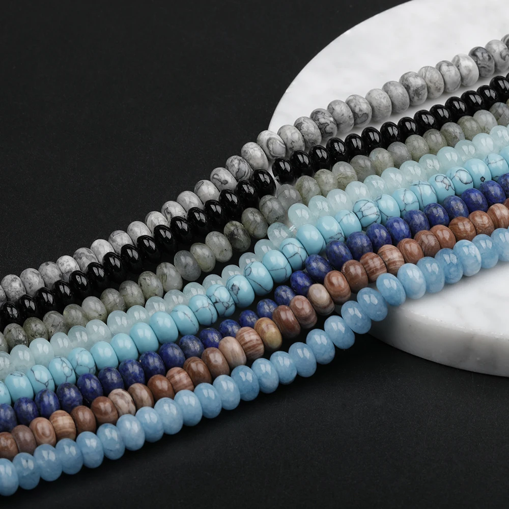 Wholesale 5*8mm  Rondelle Beads Natural Labradorite  Agate Jade Spacer Bead Spacers Stone Beads For Jewelry Making