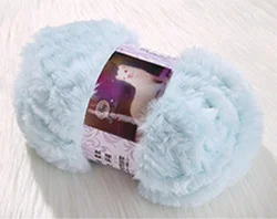 Low MOQ Fancy 100% Polyester Chunky knit Fluffy Faux Comfortable Hats Scarf Blanket Fake Fur Hand Crochet Yarn