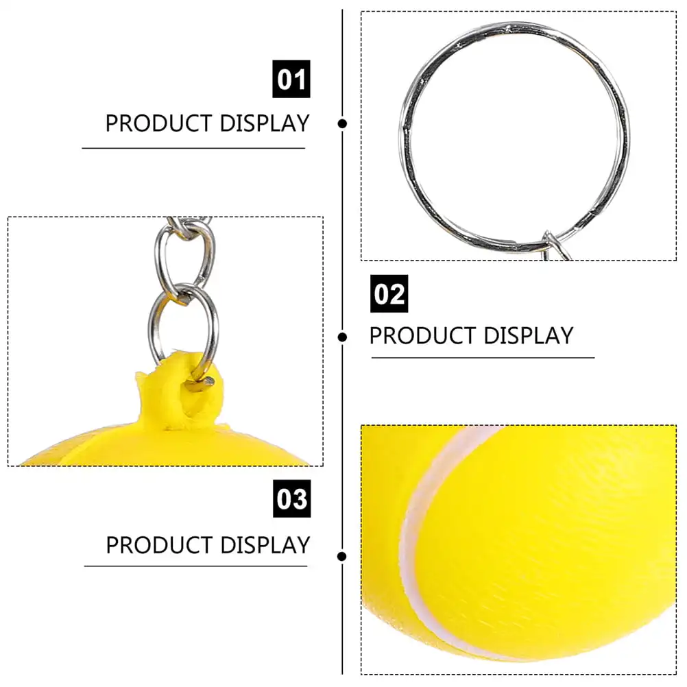New Product Chain Key Ring Keychain Tennis Pu Foam Stress Ball For Decorative accessories