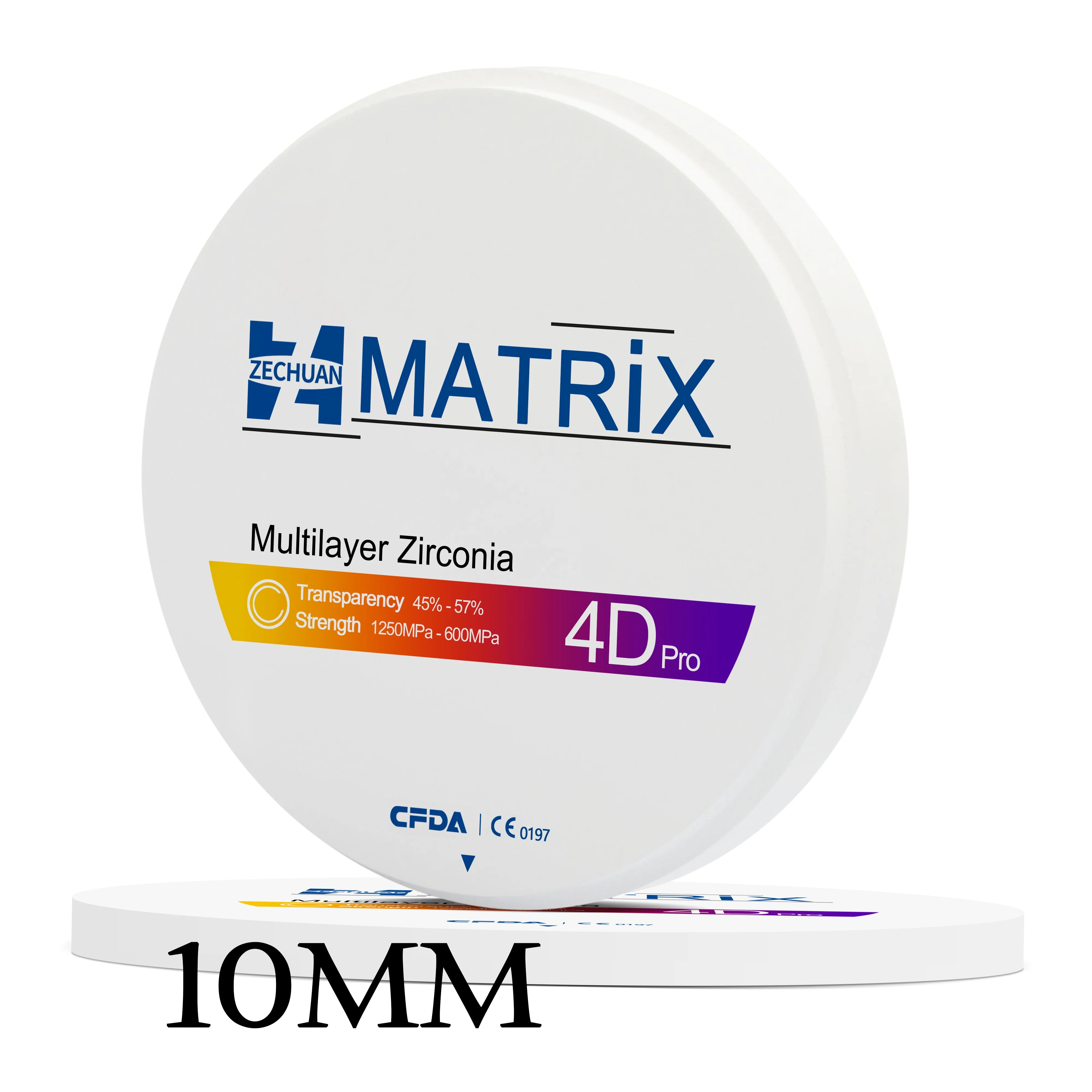 10mm ZECHUAN MATRIX Dental Lab Materials Multilayer Zirconia Blocks 4D Pro CAD/CAM