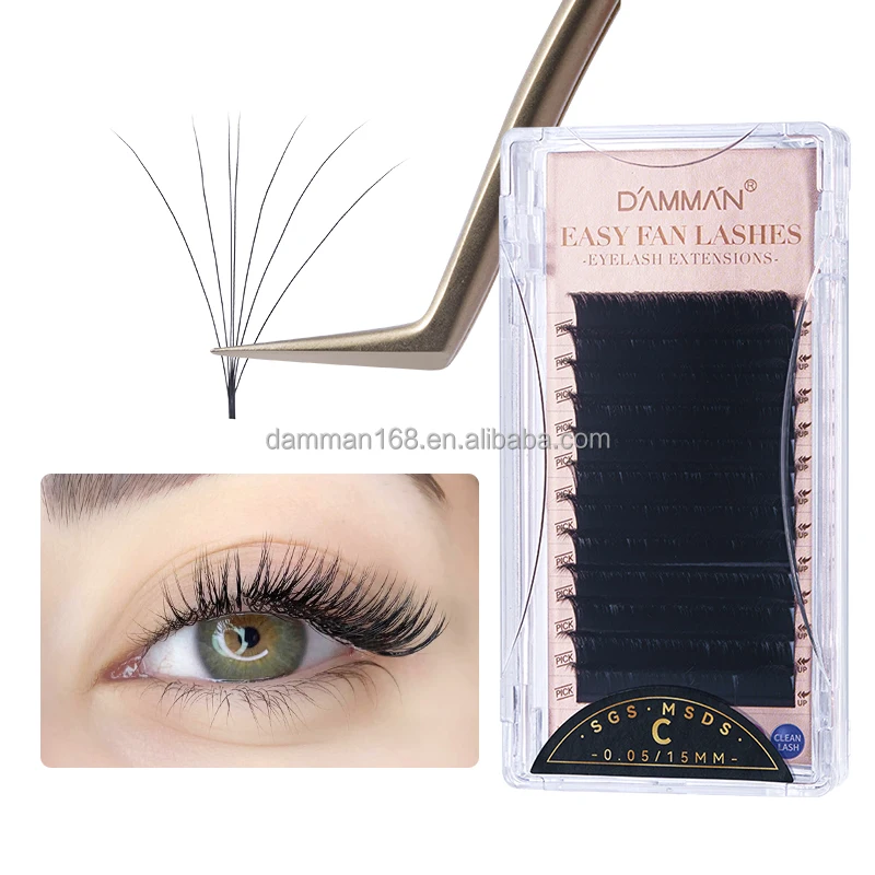 China Eyelash Factory Korea PBT Easy Fans Lashes Custom Eyelash Extensions Camellia Eyelashes