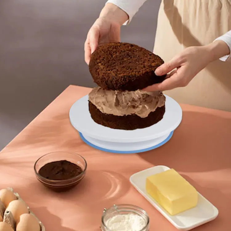 Lightweight Plastic 11 Inch Cake Dessert Decorating Stand Rotate Turntable Revolving Cake Turn Table With Non-Slip Bottom