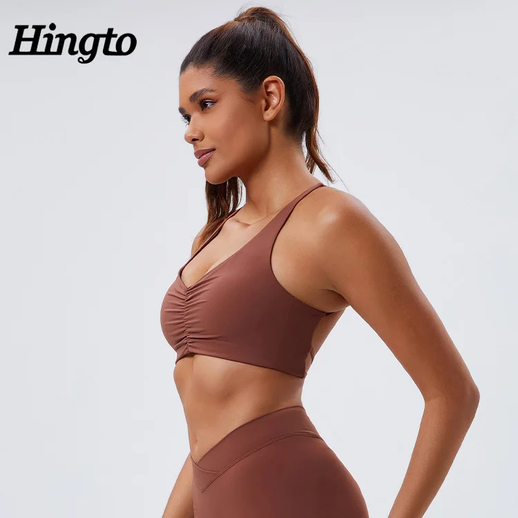 Fashionable Running Workout Tops Women Fitness Sports Bra For Gym Active Wear Sports Bra For Girls Cross Back Long Line Sports B