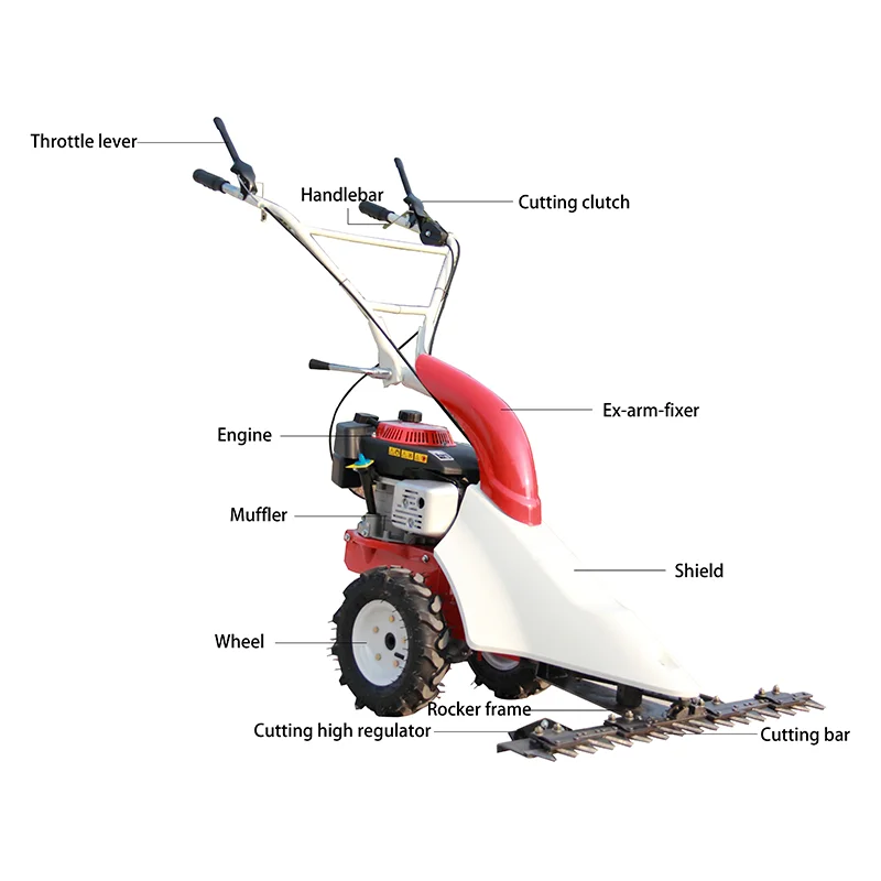 Hot Sale 170cc 4 Stroke Walk Behind Mini Gasoline Sickle Bar Mower Scythe Mowers for Sale