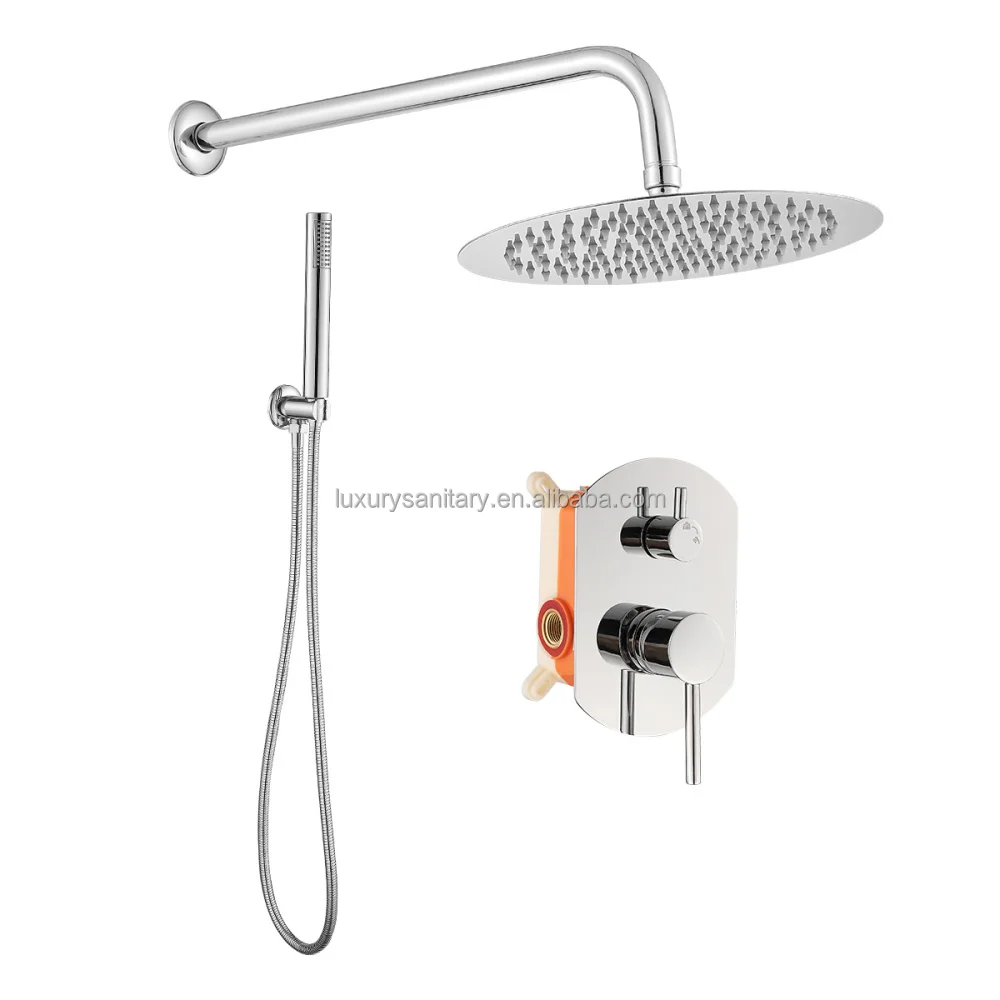 Хромированный скрытый смеситель для душа, кран для горячей и холодной воды в ванную комнату, настенный набор