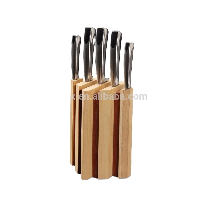 Amazon wholesale 6pcs refined kitchen knife set with knife block
