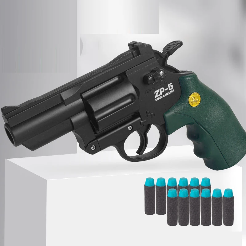 Wholesale Safe Material ZP5 Revolver With Soft Bullets hooting Game Simulation Manual Model Gun Toy For Outdoor Play
