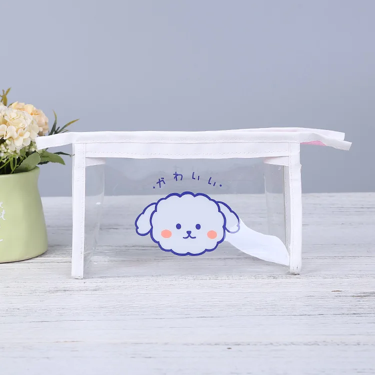 Custom Cute pencil bag transparent test portable zippered storage makeup bags