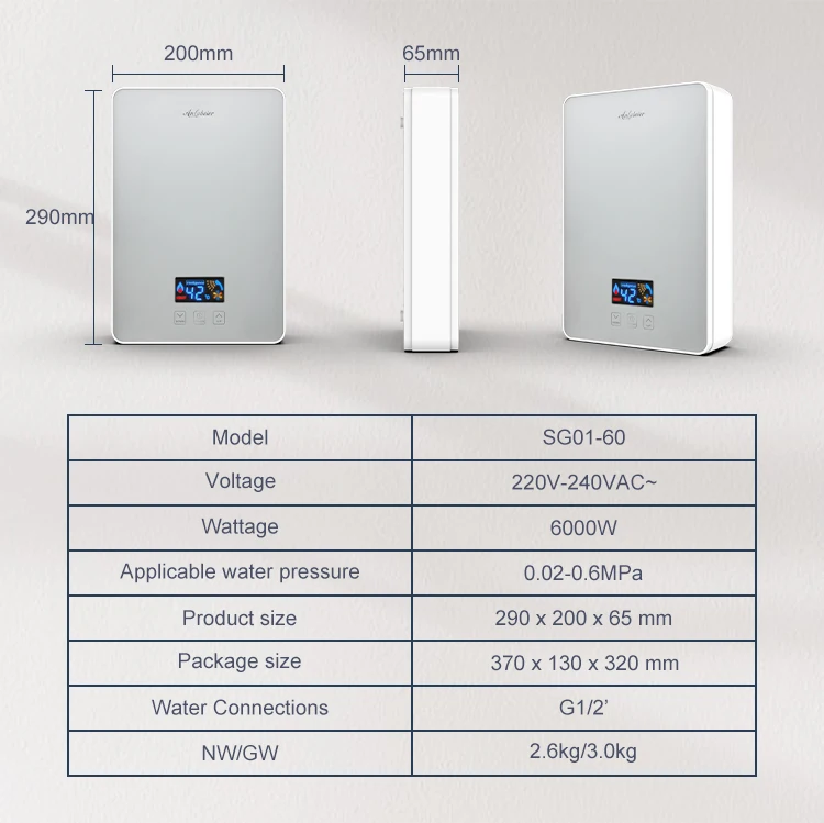 6000w instant water heater